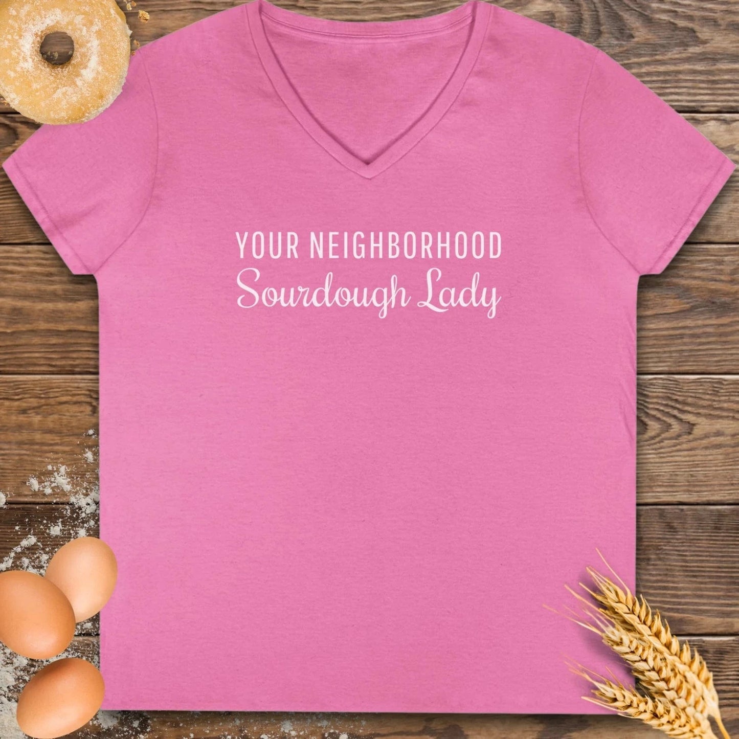 Neighborhood Sourdough Lady V-Neck T-Shirt