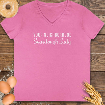 Neighborhood Sourdough Lady V-Neck T-Shirt