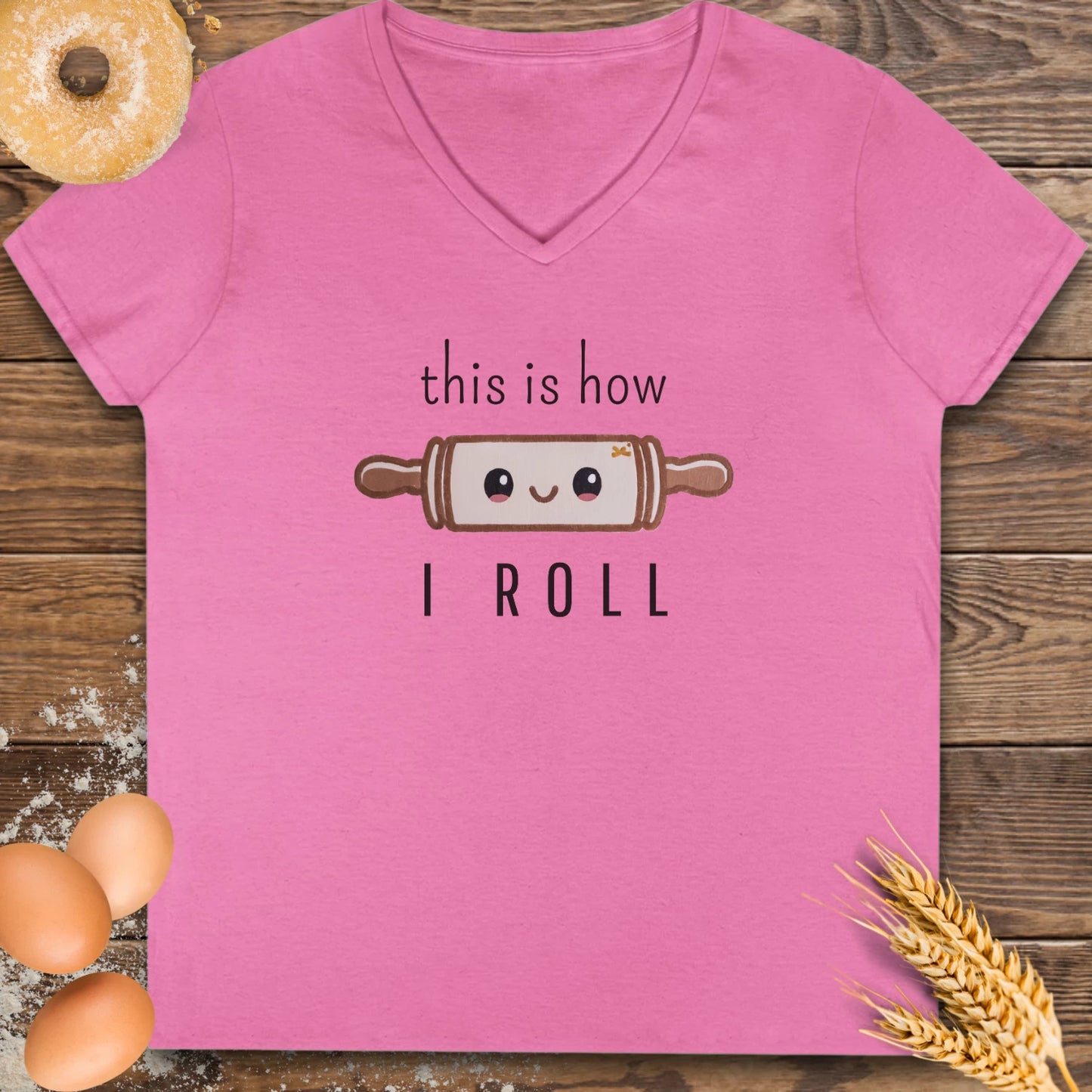 How I Roll V-Neck T-Shirt