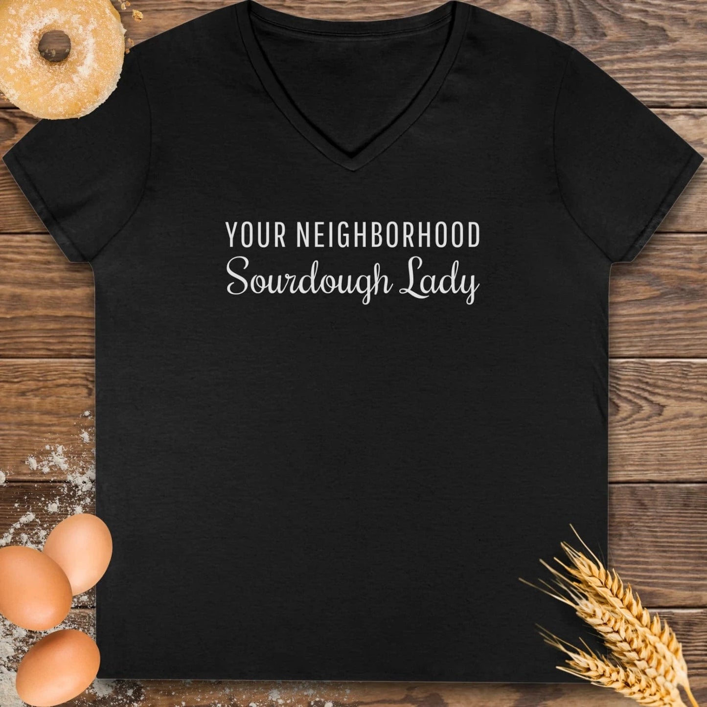 Neighborhood Sourdough Lady V-Neck T-Shirt
