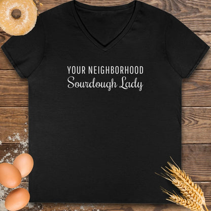 Neighborhood Sourdough Lady V-Neck T-Shirt