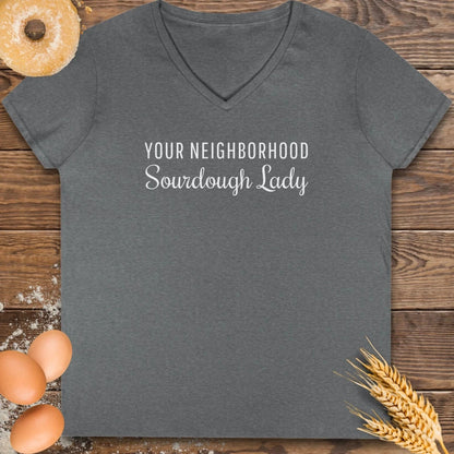 Neighborhood Sourdough Lady V-Neck T-Shirt