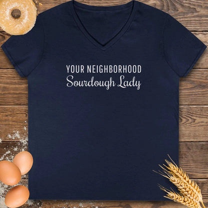 Neighborhood Sourdough Lady V-Neck T-Shirt