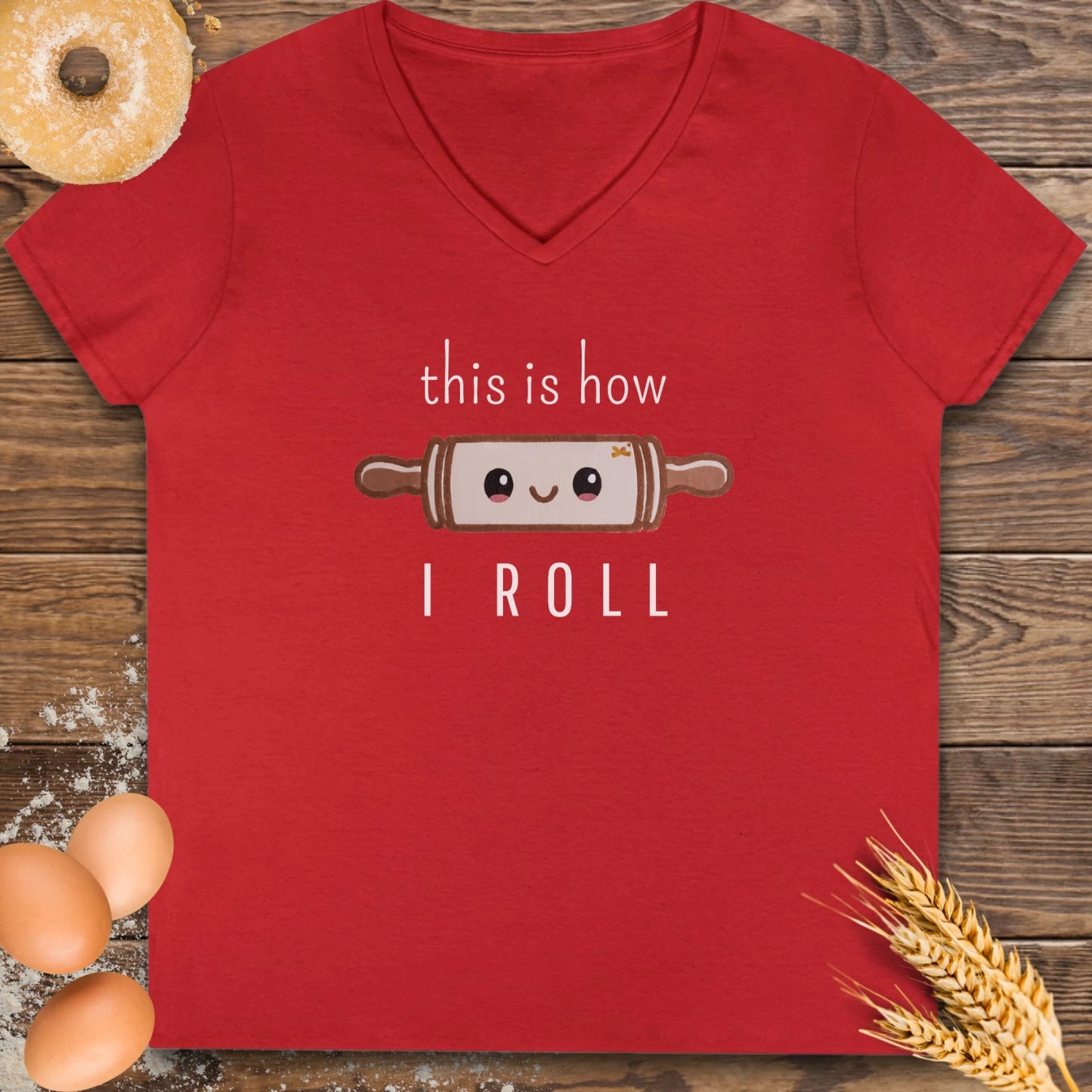 How I Roll V-Neck T-Shirt