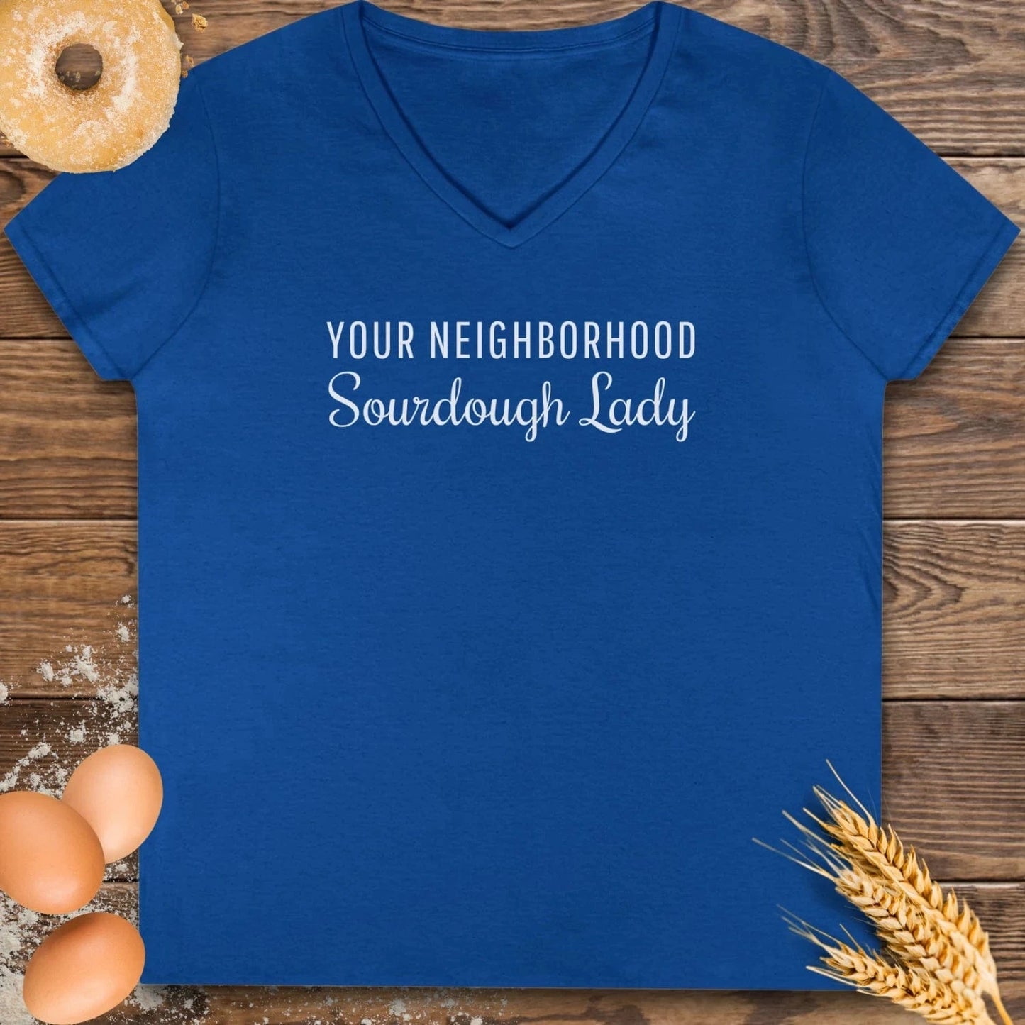 Neighborhood Sourdough Lady V-Neck T-Shirt