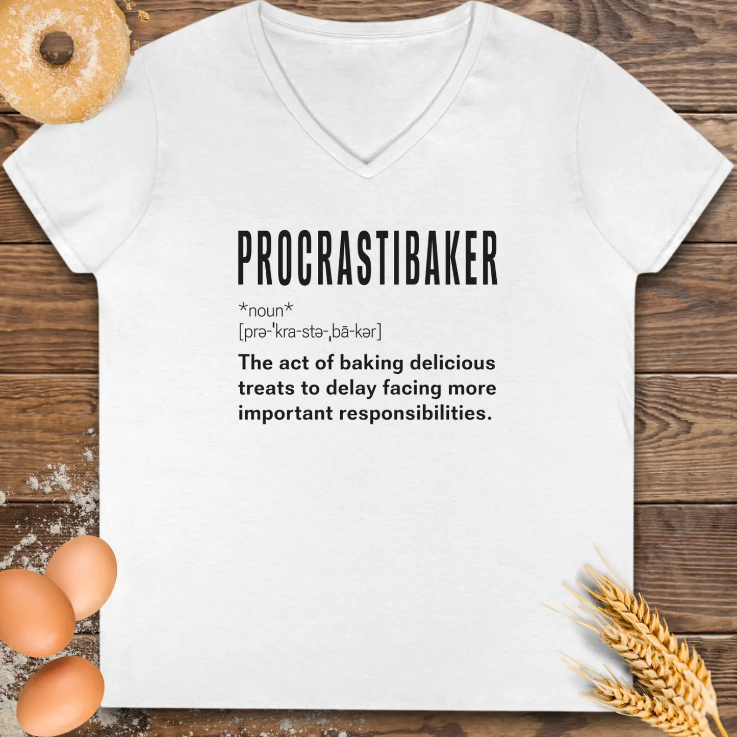 Procrastibaker V-Neck T-Shirt