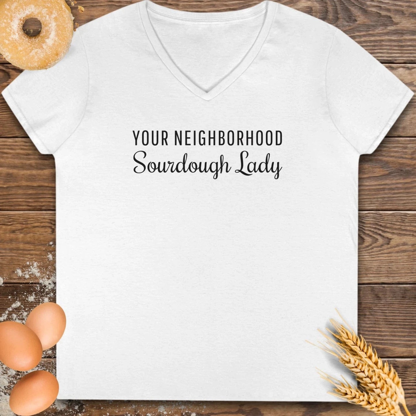 Neighborhood Sourdough Lady V-Neck T-Shirt